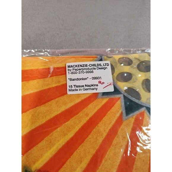 Mackenzie Childs Tissue Napkins 15 Count Bandonion 09931 - Picture 4 of 4